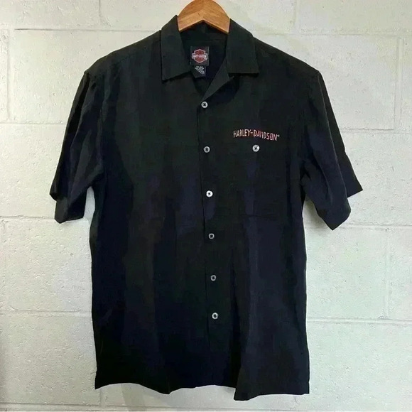Harley Davidson Hawaii Christmas Santa Biker Button Shirt-Small - Picture 2 of 5